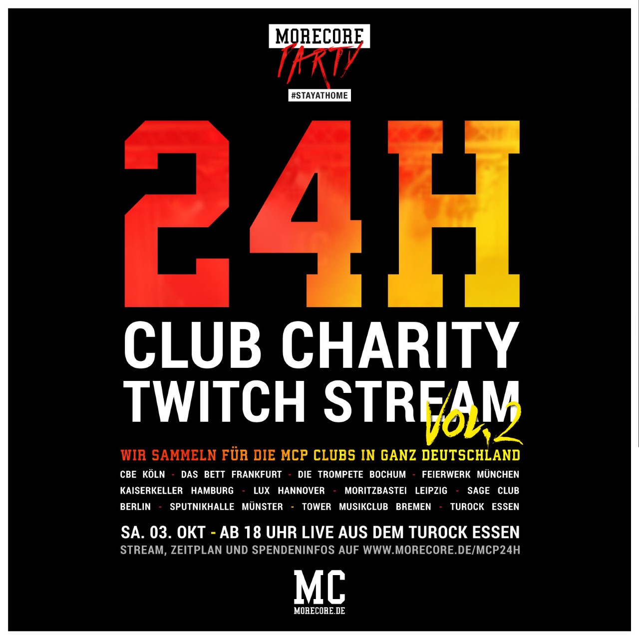 MORECORE PARTY 24 H Club Charity Twitch Stream